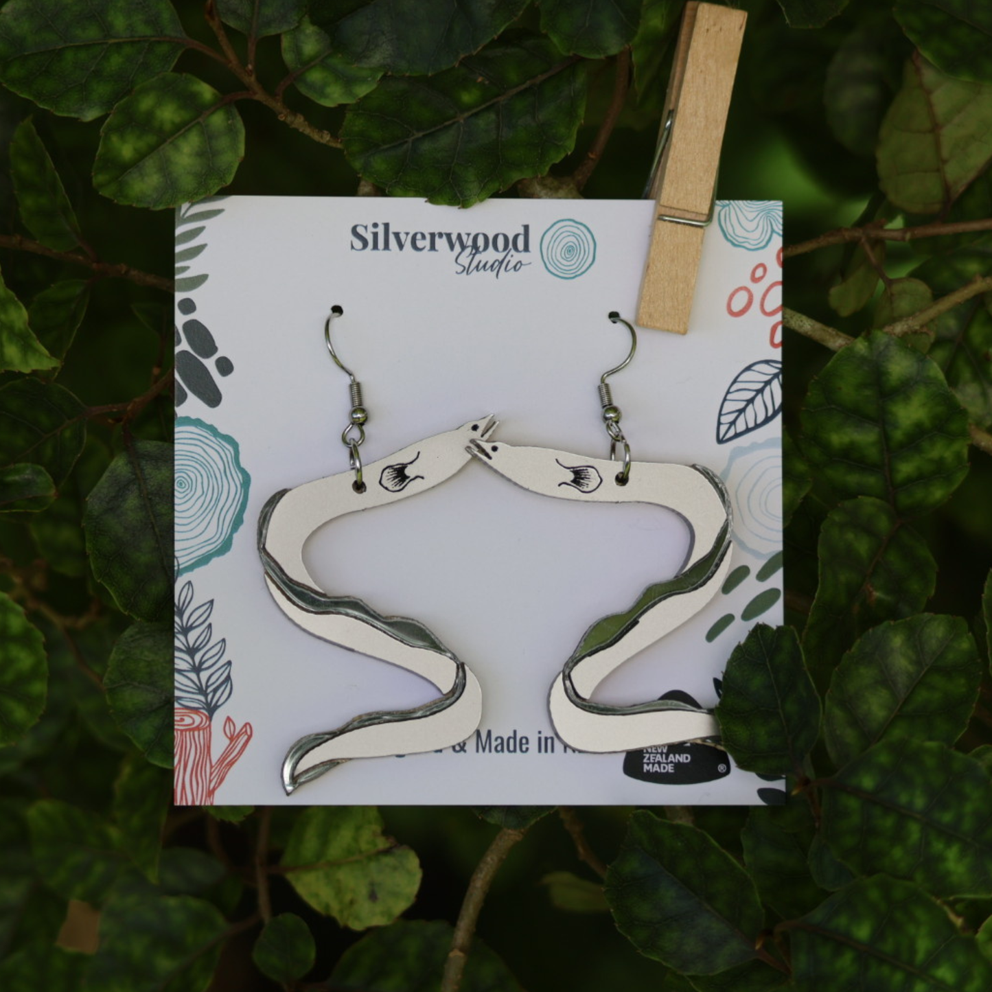 Silverwood Earrings, Tuna (Longfin Eel) Drop