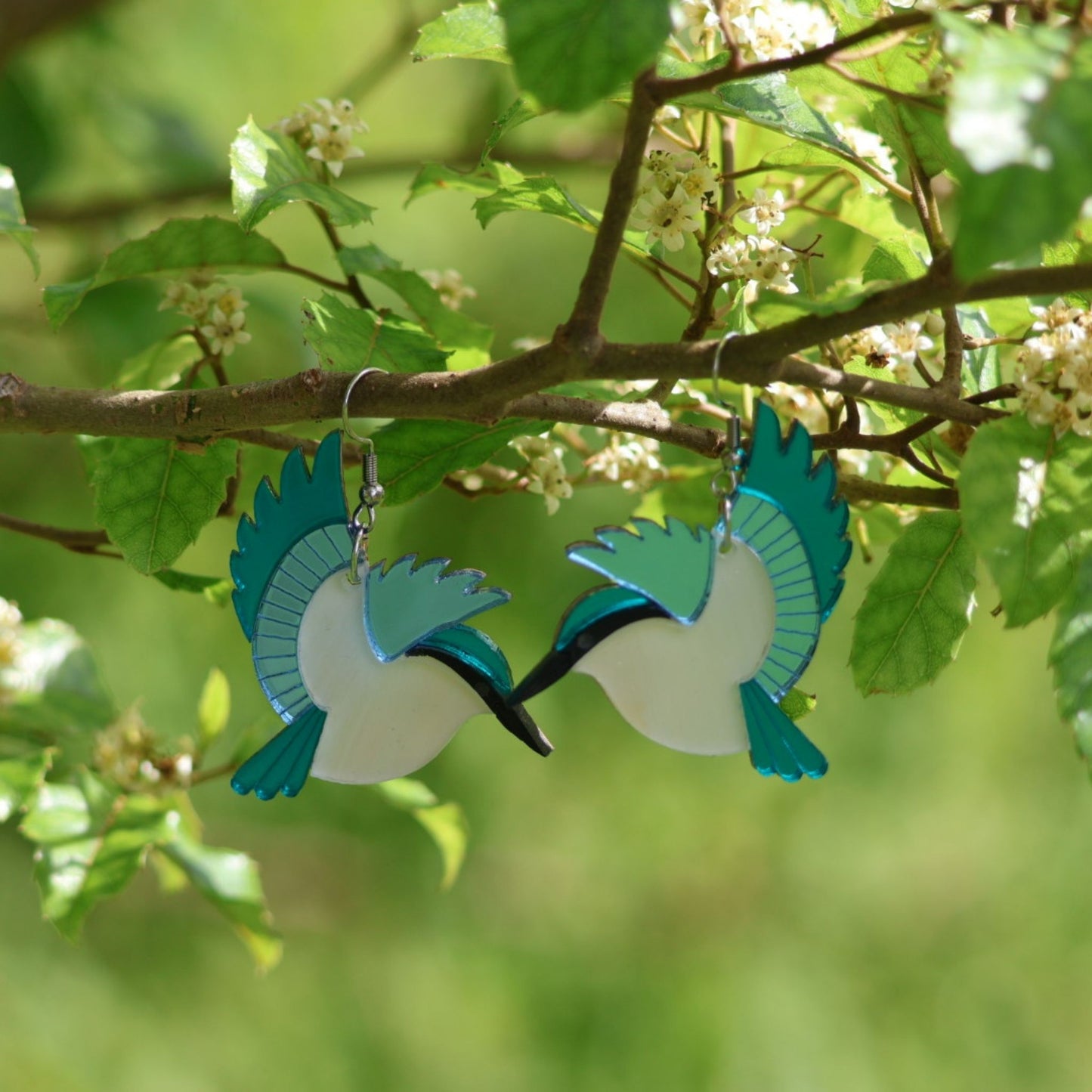 Silverwood Earrings, Kotare (Kingfisher) Drop