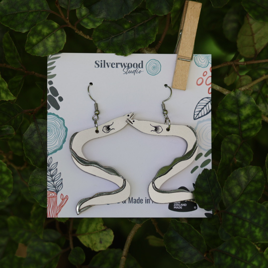 Silverwood Earrings, Tuna (Longfin Eel) Drop