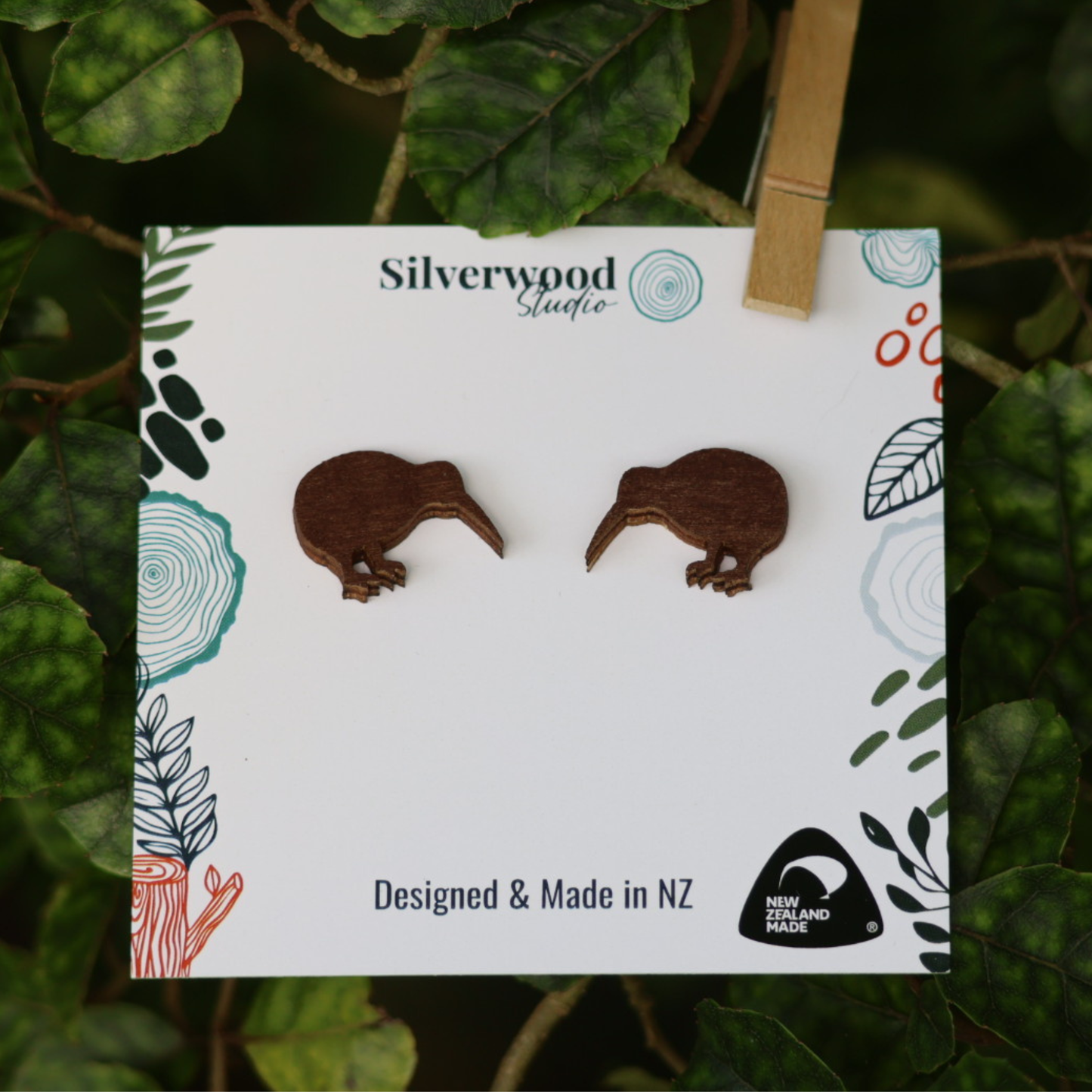 Silverwood Earrings, Kiwi Stud