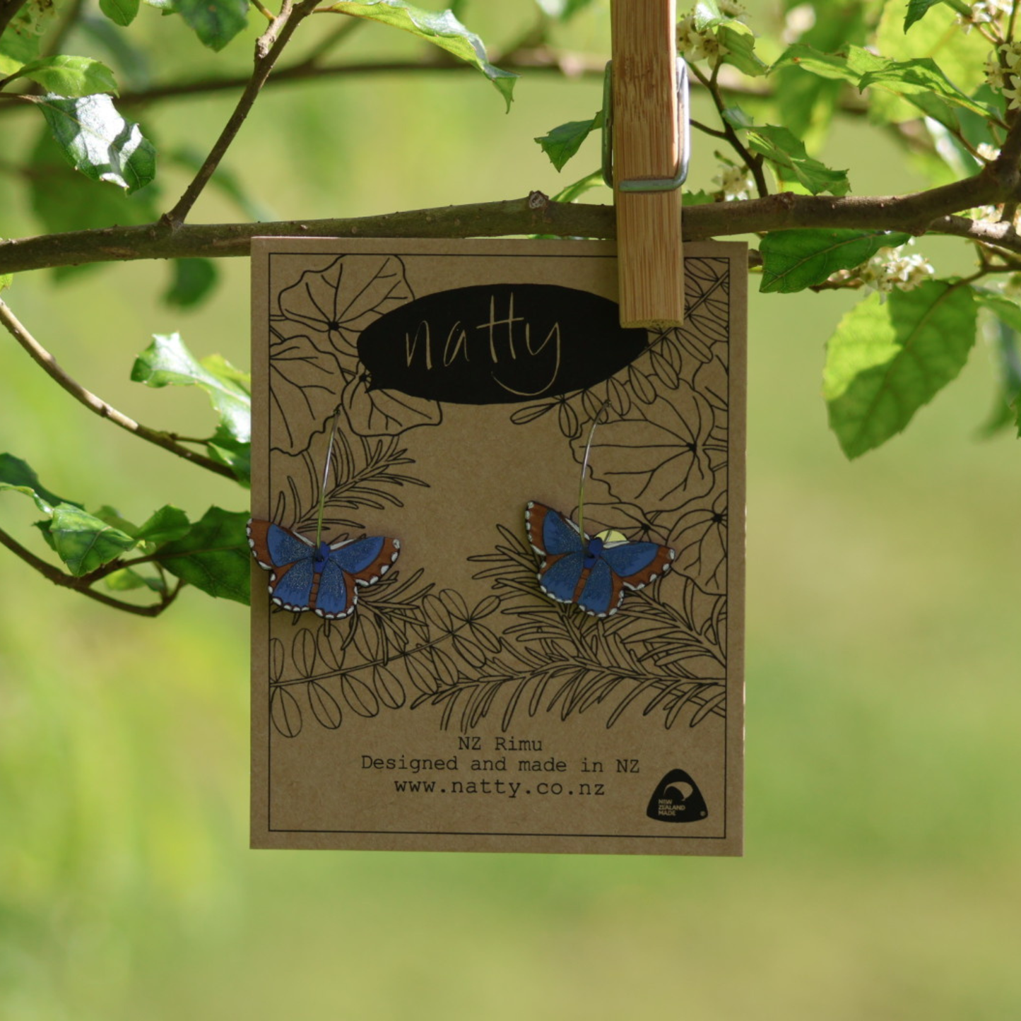 Natty - Earrings, Common Blue Butterfly
