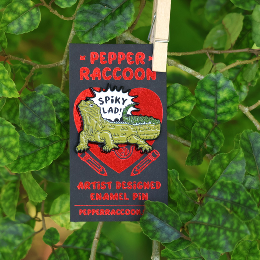 Pepper Raccoon - Pin, Spiky Lad Tuatara
